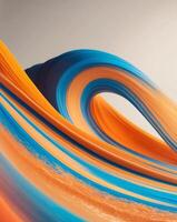 An abstract painting of a wave with orange and blue colors photo