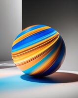 A ball with a colorful stripe on it photo