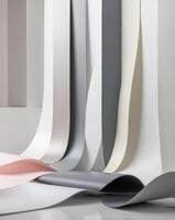 A group of paper sheets are arranged in a room photo
