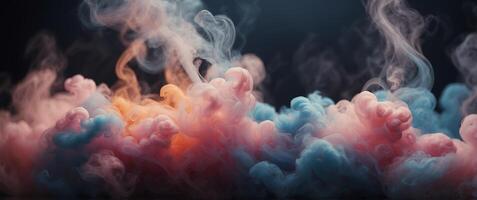 Colorful smoke is being blown into the air photo