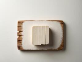 A piece of butter on a wooden cutting board photo
