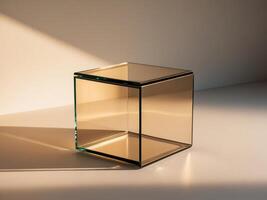 A glass cube sitting on a table photo