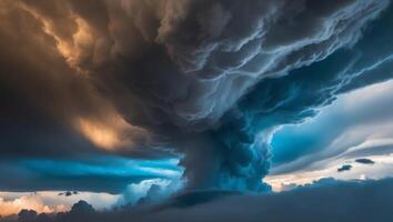 A large storm cloud is seen in the sky photo