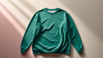 Green sweatshirt on a light colored background photo