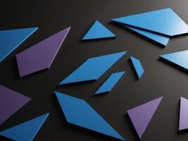 3d rendering of abstract blue and purple triangles photo