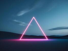 A neon triangle in the desert at night photo