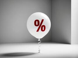 A white balloon with the number percent written on it photo