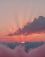 Sunset over clouds with pink and orange clouds photo