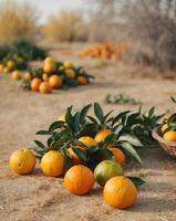 A bunch of oranges on the ground photo
