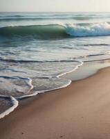 A beach with waves and a small wave photo