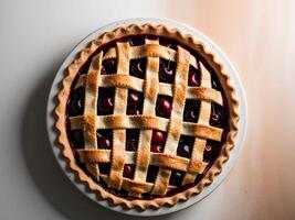 A pie with lattice on top photo