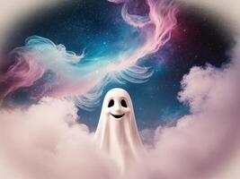 A ghost in the clouds with a smile on its face photo
