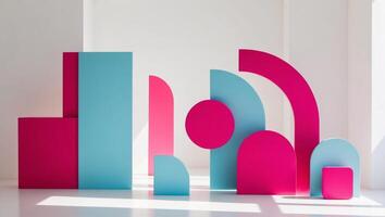 A group of colorful shapes in a room photo