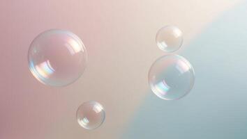 Soap bubbles floating in the air on a light background photo