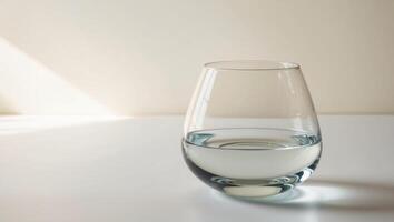 A glass of water sitting on a table photo