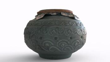 urn of ashes with white background photo