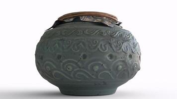 urn of ashes with white background photo