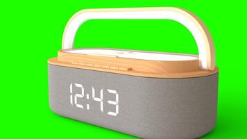 wireless alarm clock with green background photo
