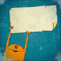 Creature displaying empty torn paper vector