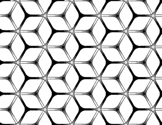 Rough drawing styled futuristic hexagonal grid