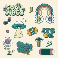 collection of hand drawn retro elements vector
