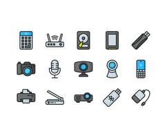 Gadgets and electronics icon pack with outline flat style, it can be used for any purpose like make an app or website. vector