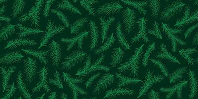 Seamless pattern with hand-drawn branches of spruce, pine, fir vector