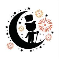 Elegant moon night isolated graphic design template vector