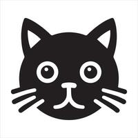 Cat head silhouette in black circle icon vector