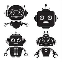 Minimalist set of robot icon in sleek flat style for modern design vector