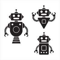 Minimalist set of robot icon in sleek flat style for modern design vector