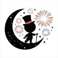 Elegant moon night isolated graphic design template vector