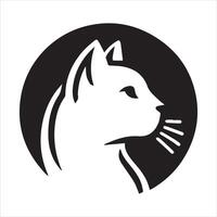 Cat head silhouette in black circle icon vector