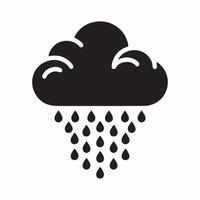 Cloud with Raindrops Silhouette on White Background vector