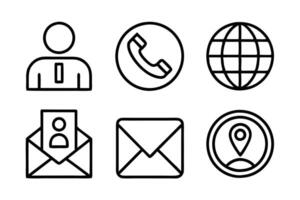 6 contact us editable stroke outline icons set with white background vector