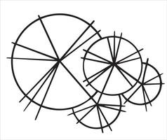 Top view four trees, hand drawing. architectural ink image. vector