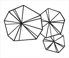 Top view three trees, hand drawing. architectural ink drawing. vector