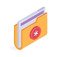 Folder with a medical cross symbol, representing patient records vector