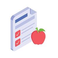 Checklist with an apple, symbolizing health and wellness vector