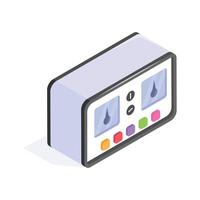 Control panel with settings, representing healthcare equipment operation vector