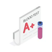 Blood test report with test tube, concept icon of blood test report vector