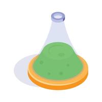 A laboratory flask used for mixing chemicals or samples in healthcare vector