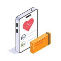 Mobile app displaying heart rate and health stats vector