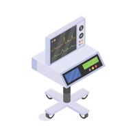 Medical machine on stand for monitoring heart rate and vitals vector