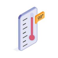 Digital thermometer displaying high temperature for fever indication vector