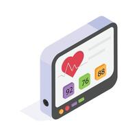 Digital heart monitor displaying heart rate and health stats vector