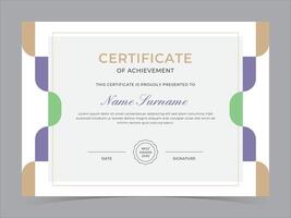 Modern Certificate Template Design. Achivement certificate or diploma design vector