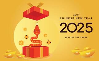 Chinese new year 2025 year of snake - banner and background. Chinese zodiac symbol, Lunar new year concept, modern background design vector