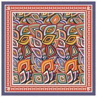 Decorative colorful flower ornament background with hand drawn line art placement. symmetric pattern with beautiful flowers. Tribal ethnic mandala. Bandana shawl, hijab, tablecloth fabric print vector
