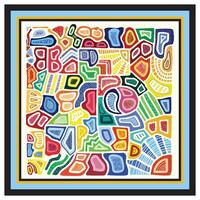 Square Abstract Doodle art Scarf Print Pattern with Exotic Background, Ready for Work vector